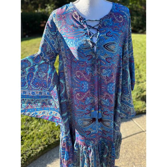 MSRP $89 NWT Flex Moda Super Silky Paisley Dress Size M-L | SAME DAY SHIP - Picture 1 of 11